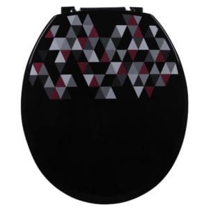 Assento Sanitário Oval Almofadado Preto Decorado Astra