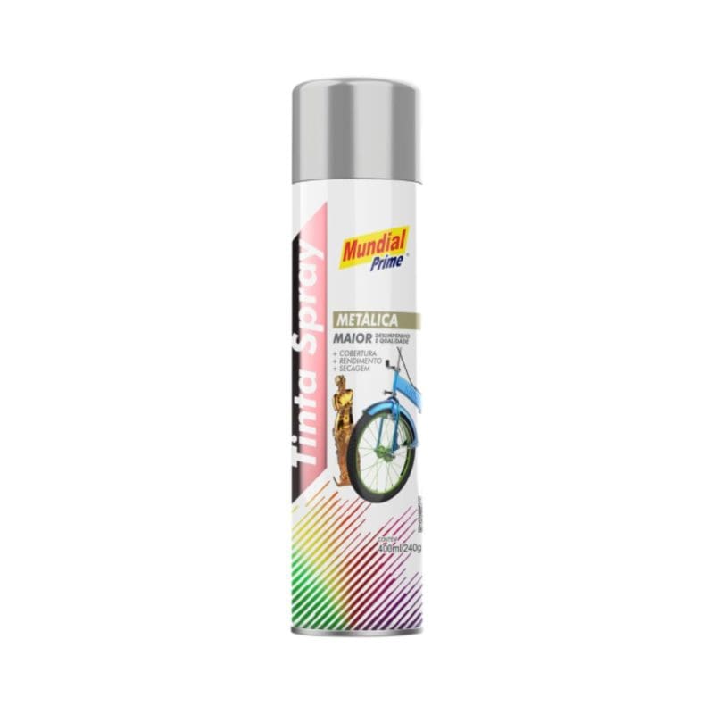 Tinta Spray Metálica Mundial Prime Cromado 400ML