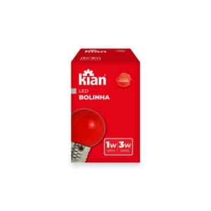 LÂMPADA LED BOLINHA 1-3W BIVOLT E27 VERMELHA KIAN