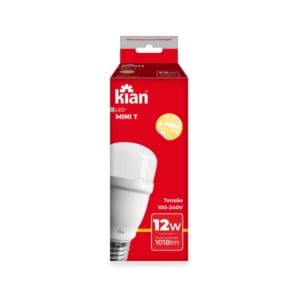 LÂMPADA LED MINI T 12W 3,0K BIVOLT E27 AMARELA KIAN