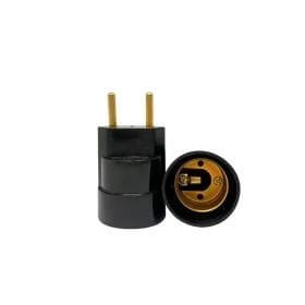BOCAL COM PINO ADAPTADOR 2P PRETO DECORLUX