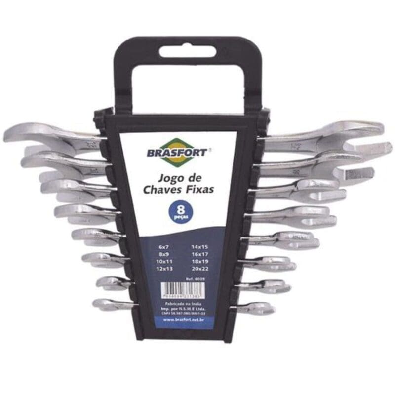 JOGO CHAVE BRASFORT FIXA BOCA 8 PCS 6 A 22MM