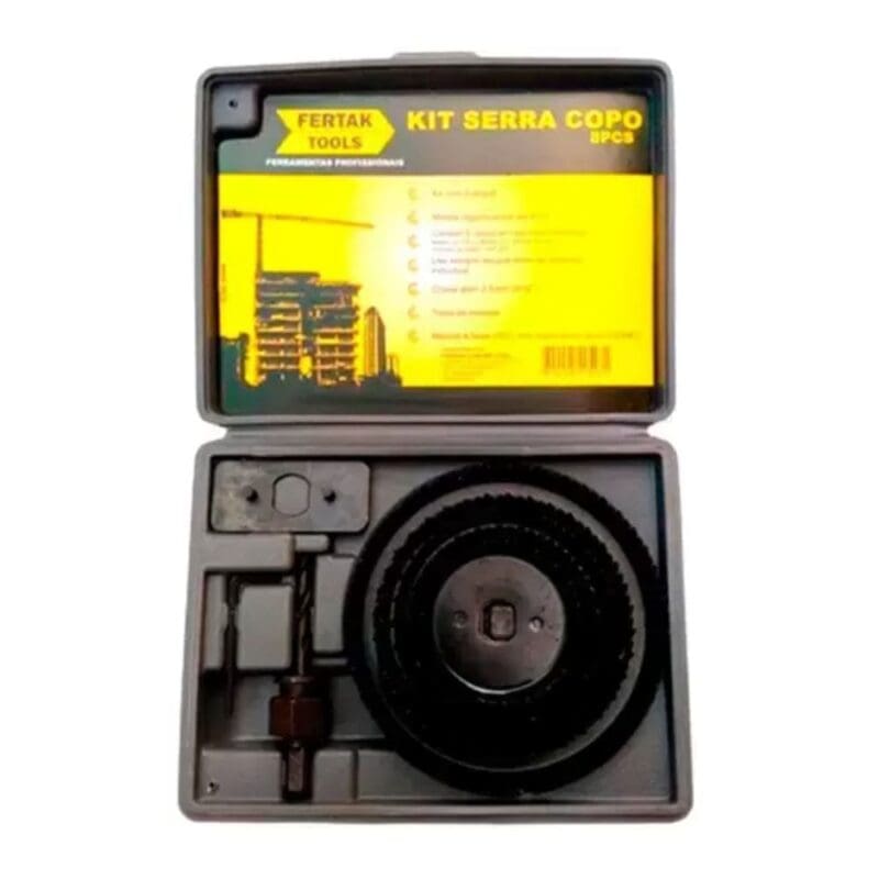SERRA COPO AÇO JOGO 64 A 127MM COM 8 PEÇAS FERTAK