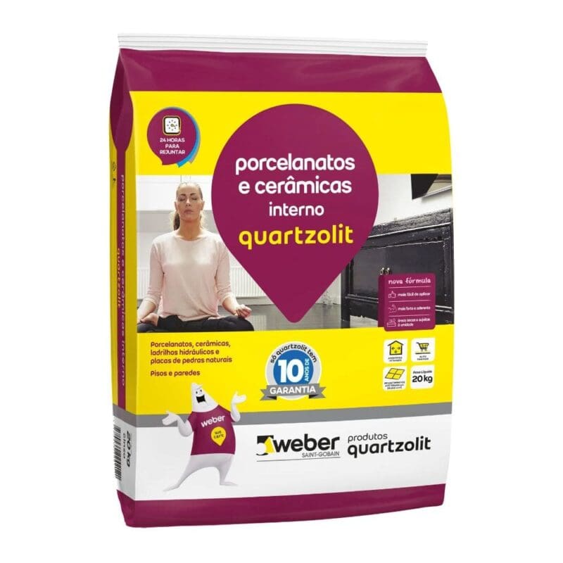 ARGAMASSA PORCELANATO INT 20KG CINZA QUARTZOLIT