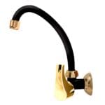 TORNEIRA PRETA E DOURADA P/COZINHA ACQUAFAM PAREDE - FAME