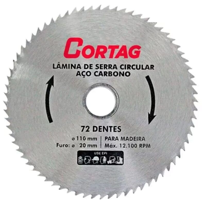 SERRA CIRCULAR AÇO CARBONO 110MM 72 DENTES CORTAG