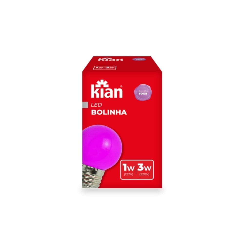 6f2e26a8-c072-40f4-962e-413f93ea541a LÂMPADA LED BOLINHA 1-3W BIVOLT E27 ROXA KIAN