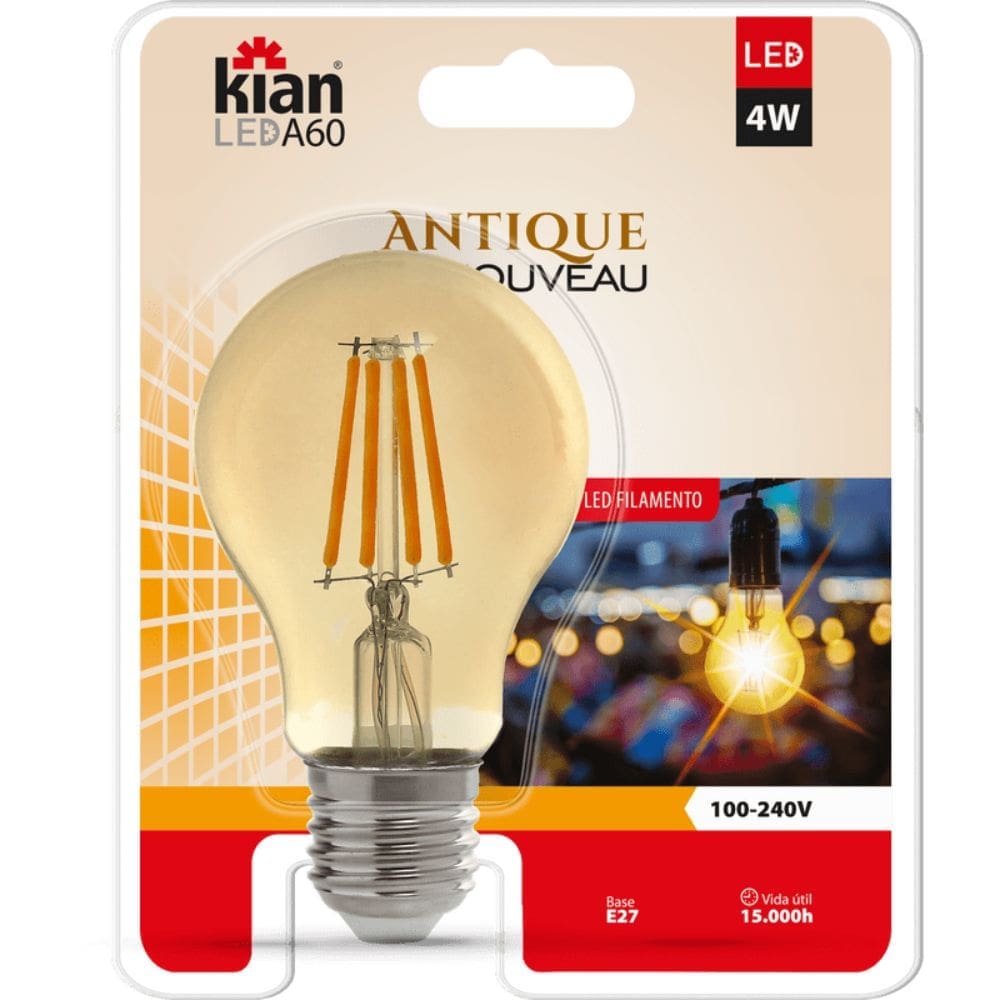 8128f2c3-4245-4fe0-b479-2511d0662327 LÂMPADA LED ANTIQUE FILAMENTO BULBO 4W 2,2 BIVOLT E27 KIAN
