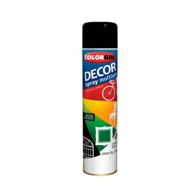TINTA SPRAY PRETO FOSCO COLORGIN DECOR