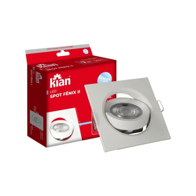 SPOT LED FENIX II QUADRADO PAR20 7W 6,0K BRANCO KIAN