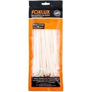 ABRACADEIRA DE NYLON BRANCA 200MM X 3,5MM COM 100 FOXLUX