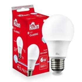 LAMPADA LED BULBO A 6W 6,5K BIVOLT E27 KIAN