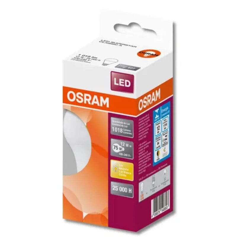 LÂMPADA LED A75 12W E 27 BIVOLT BRANCA OSRAM