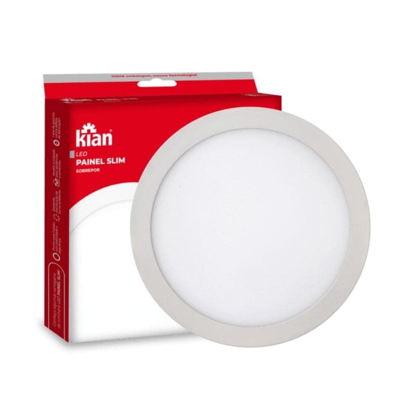 LUMINÁRIA LED SOBREPOR REDONDA SLIM 24W 3,0K AMARELA KIAN