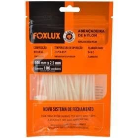 ABRACADEIRA DE NYLON BRANCA 100MM X 2,5MM COM 100 FOXLUX