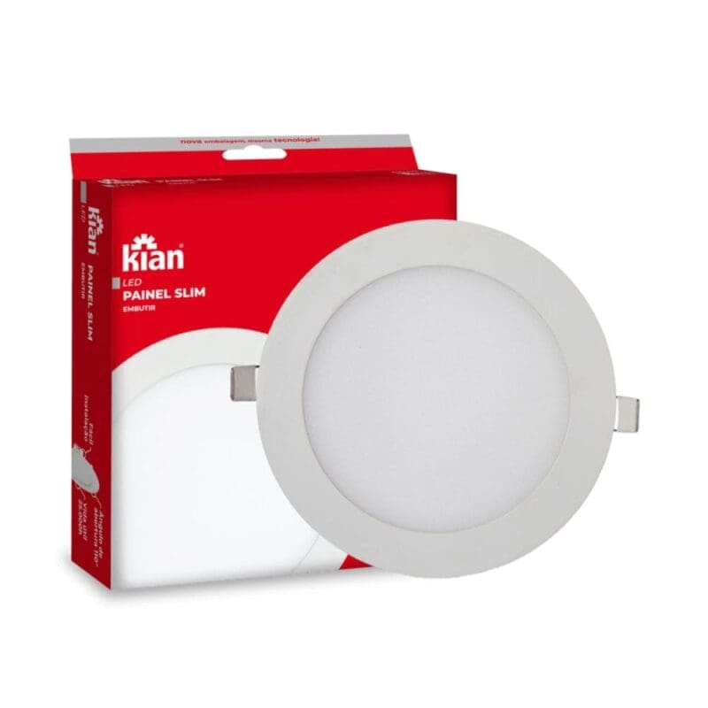 LUMINÁRIA LED EMBUTIR REDONDA SLIM 24W 6,0K BRANCA KIAN