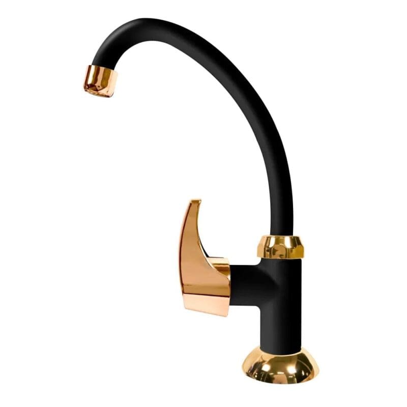 TORNEIRA PRETA E DOURADA P/COZINHA ACQUAFAM BANCADA - FAME