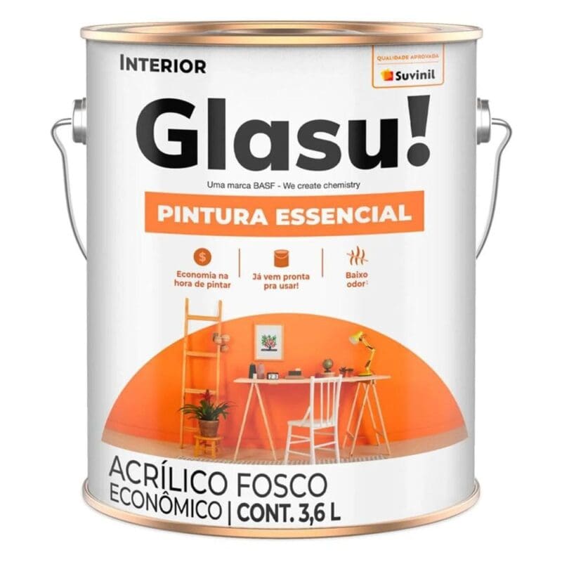 TINTA ACRÍLICA BRANCO FOSCO 3.6L GLASU! SUVINIL