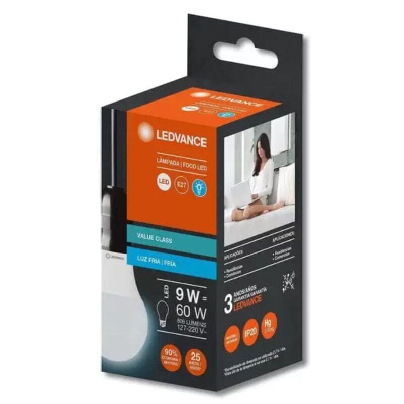 LÂMPADA LED A60 9W BIVOLT E27 BRANCA LEDVANCE