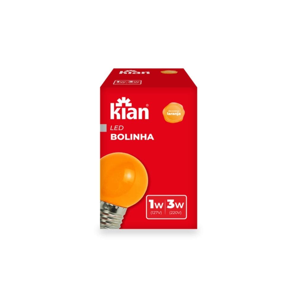 LÂMPADA LED BOLINHA 1-3W BIVOLT E27 LARANJA KIAN