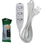 EXTENSAO TRIPOLAR BRANCO 3 TOMADAS 3MT INTELBRAS