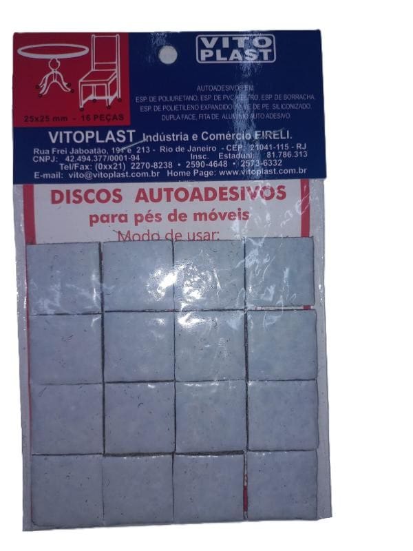 PROTETOR FELTRO 25X25MM 16PC QUADRADO PQ