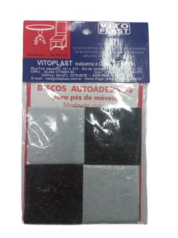 PROTETOR FELTRO 50X50MM 4PC QUADRADO MEDIO