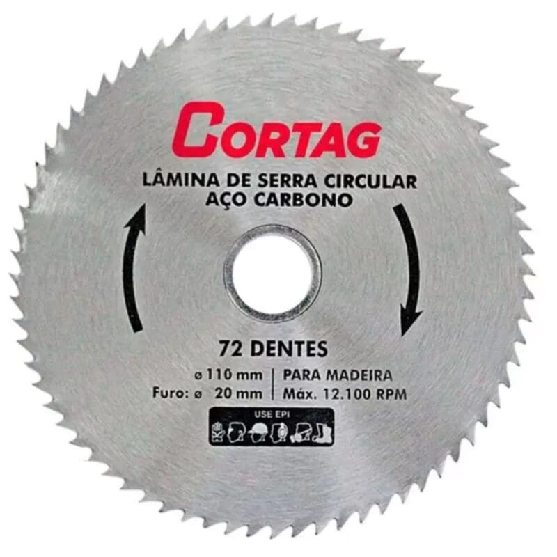 SERRA DENTADA AÇO CARBONO 110MM 72 DENTES CORTAG